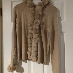 Hooded Fur Trim Zip Cardigan